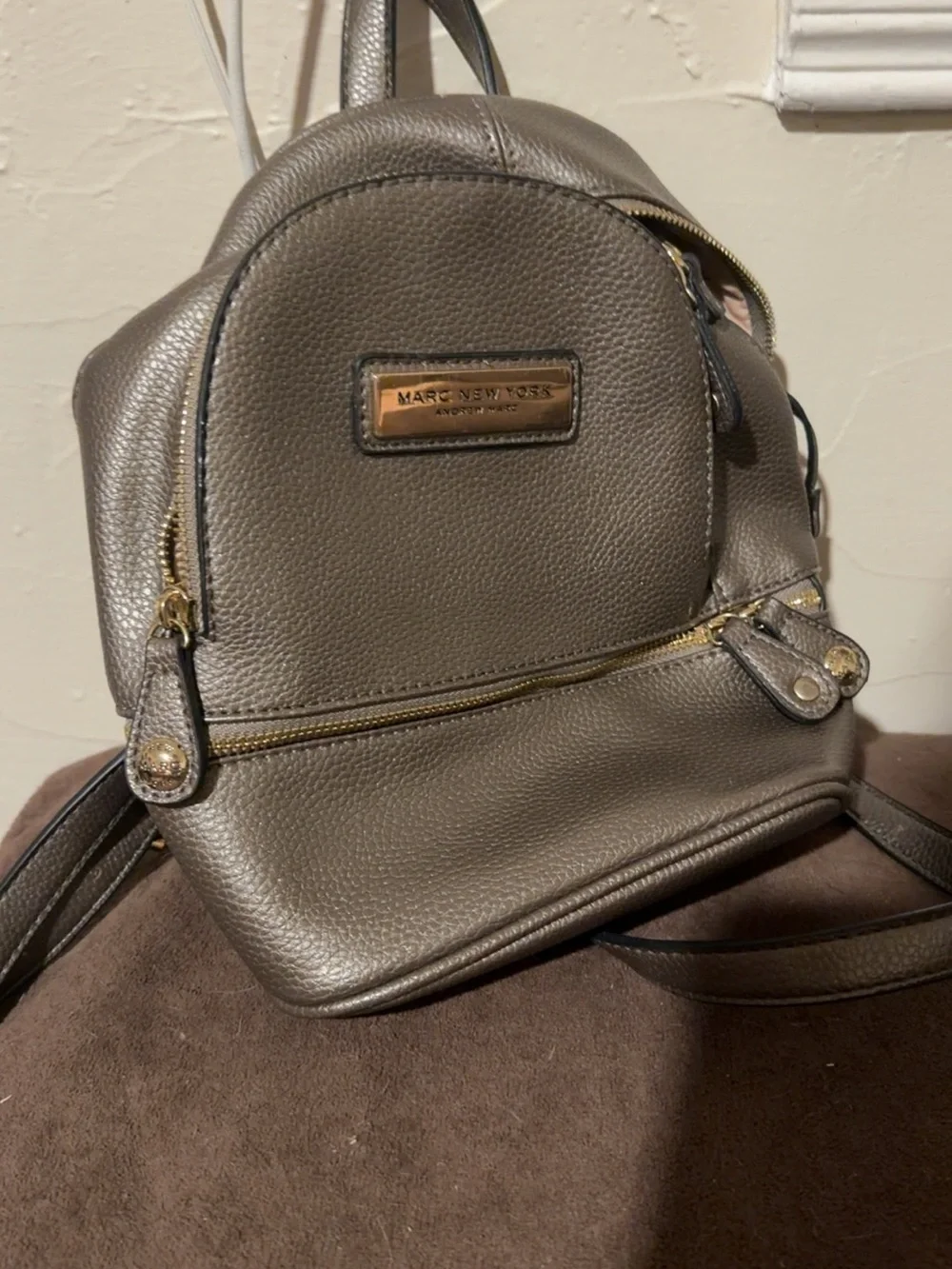 Marc New York Metallic Gray Mini Backpack